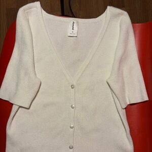 Abound white short sleeve ribbed cardigan in size M
